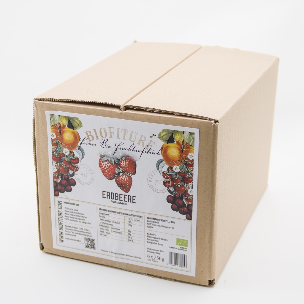 Bio Fruchtaufstrich Erdbeere 6x 750 g Glas im KartonKarton