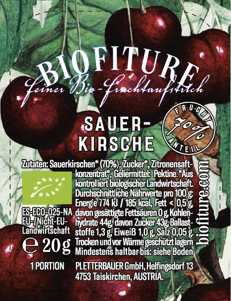 Bio Fruchtaufstrich SAUERKIRSCHE 100x20g